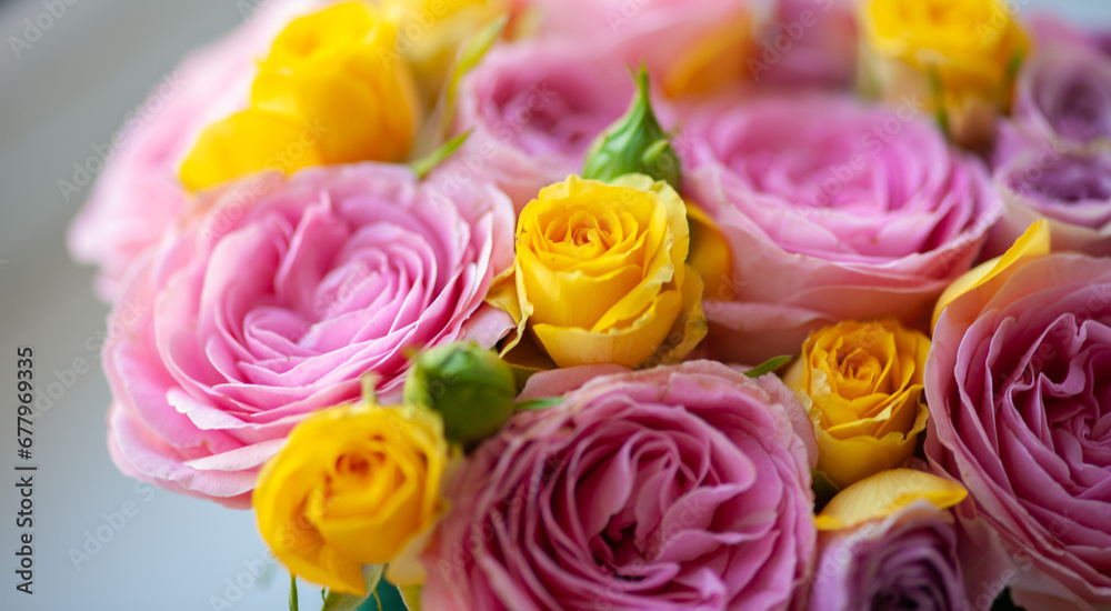 Flowers roses macro close up beautiful pink and yellow flower Flowers roses macro close up beautiful pink and yellow flower
