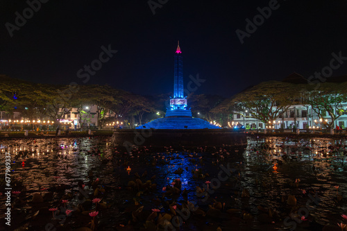 Evening at the Tugu Monument, with very beautiful lights. Location in Malang, East Java - Indonesia photo