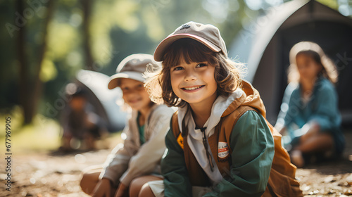 Summer camps, scout children camping photo