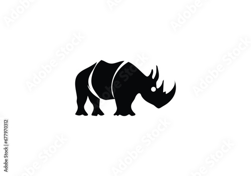 Black Rhinoceros minimal style  icon illustration design