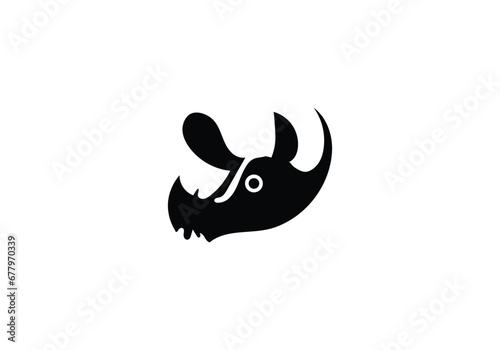 Black Rhinoceros minimal style  icon illustration design