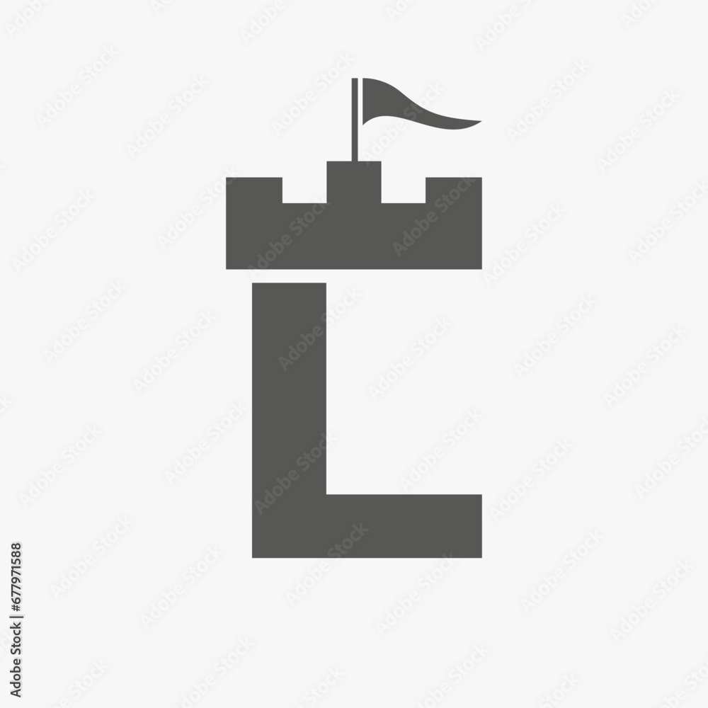 Castle Logo With L Logo Symbol Vector Template Castle Logo With L Logo Symbol Vector Template