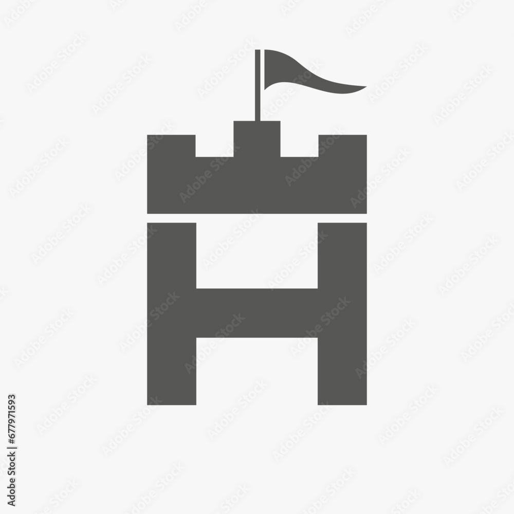 Castle Logo With H Logo Symbol Vector Template Castle Logo With H Logo Symbol Vector Template