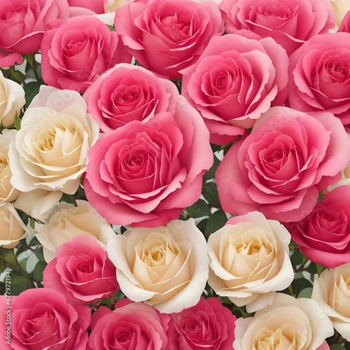 bouquet of  many pink roses