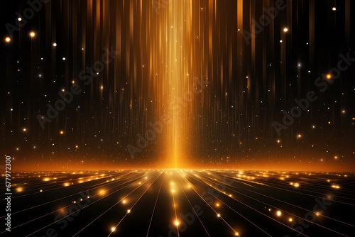 Shining Gold Stars Background with Light Rays, Abstract light background with bokeh 