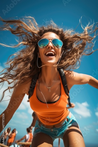 Fitness woman at a paradise...