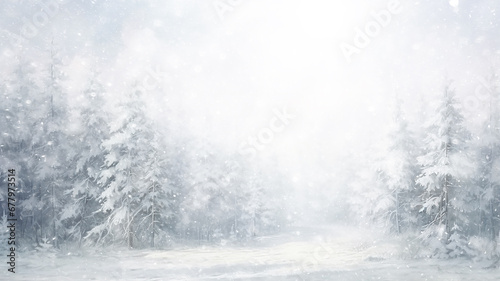 winter background, landscape in snowfall, trees in the forest nature view in cold weather, white abstract seasonal nature background january calendar © kichigin19