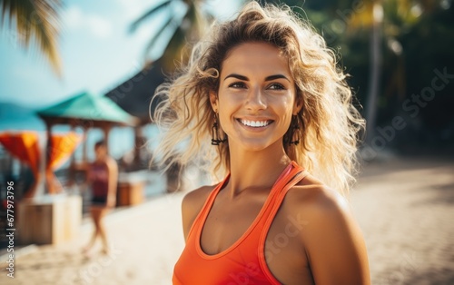Fitness woman at a paradise...