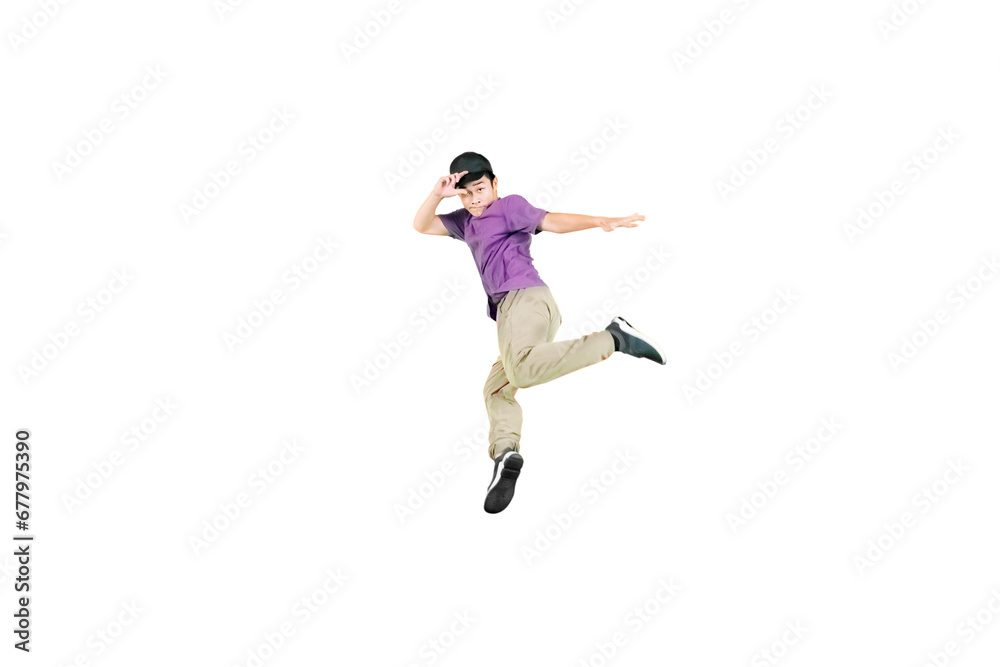 Young guy wearing hat doing some break dancing