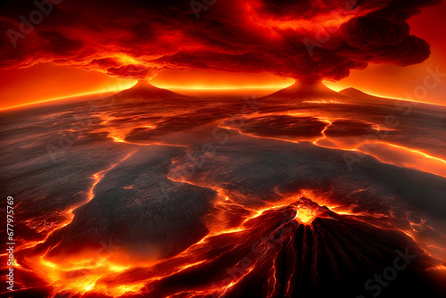 Planet altering volcano eruptions. Birth of planetary crust