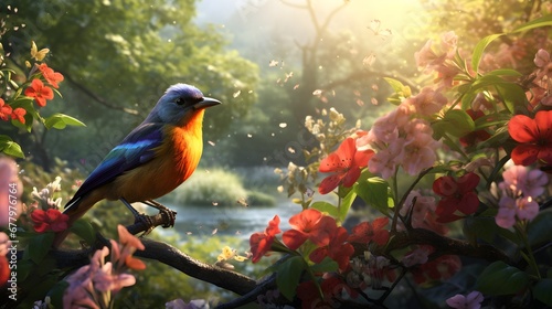 Nature's Symphony, Bird in Blooming Garden and Serene Sounds of Nature.