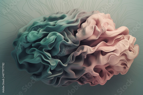 Health care, medicine, abstract art concept. Abstract human brain colorful illustration. Muted pastel colors, grunge sketch style