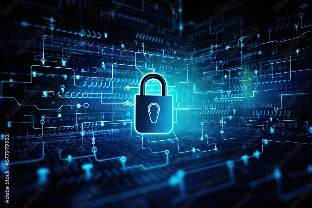 An image showing the background of cyber data protection and technology.by Generative AI An image showing the background of cyber data protection and technology.by Generative AI