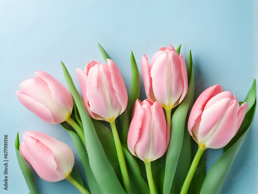 Lovely pastel pink tulips bunch. bouquet of tulips for banners. Lovely pastel pink tulips bunch. bouquet of tulips for banners.