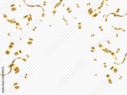 ゴールドリボンの紙吹雪フレーム背景素材