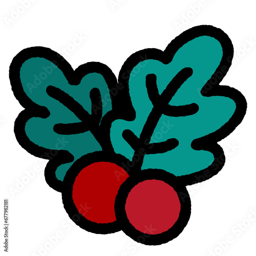 Christmas holly tree cartoon drawing.