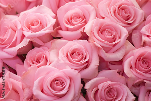 Pink roses in close up. Valentine s Day background.