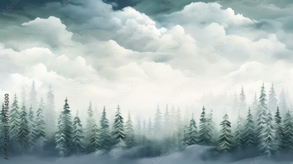 winter forest icy cloud icy illustration beautiful travel, mountain outdoor, view cold winter forest icy cloud icy