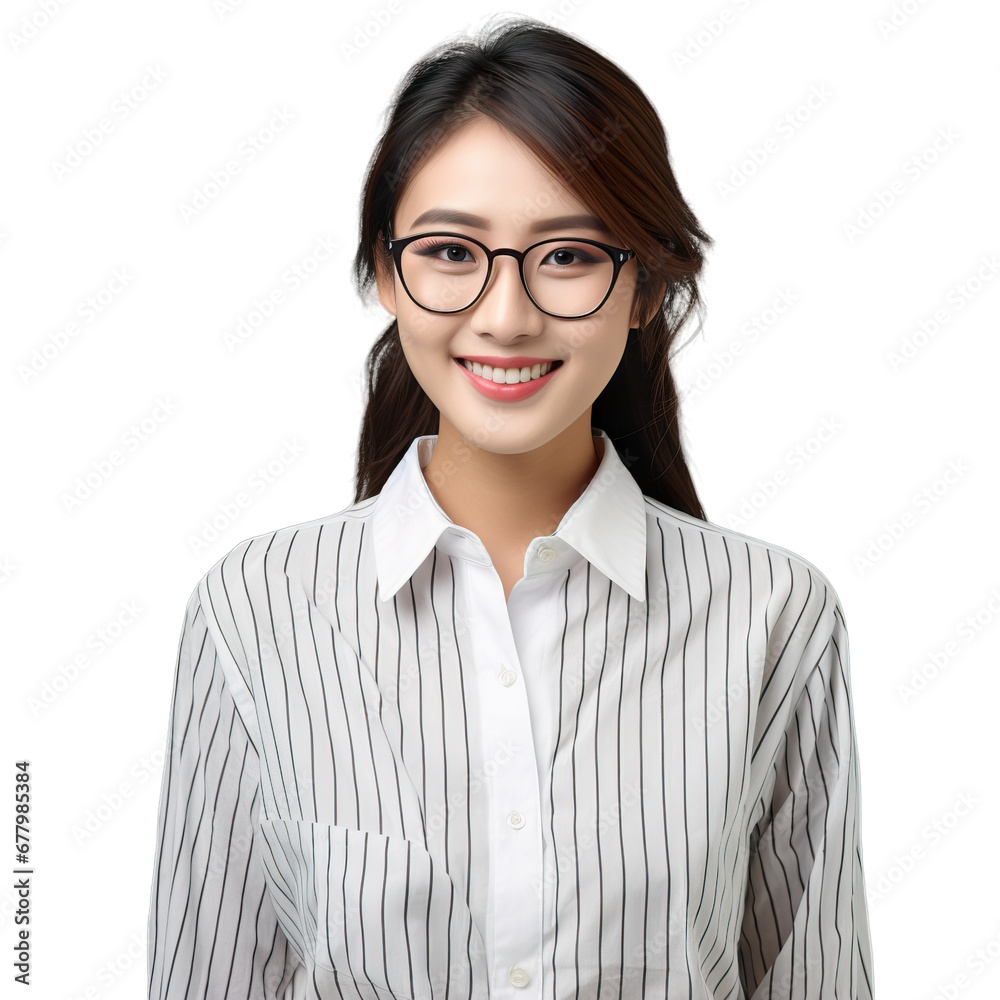 Very beautiful Asian woman in glasses, isolated on transparent or white background Very beautiful Asian woman in glasses, isolated on transparent or white background