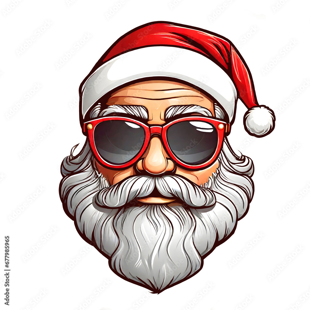 Santa claus face wearing red sunglasses Santa claus face wearing red sunglasses