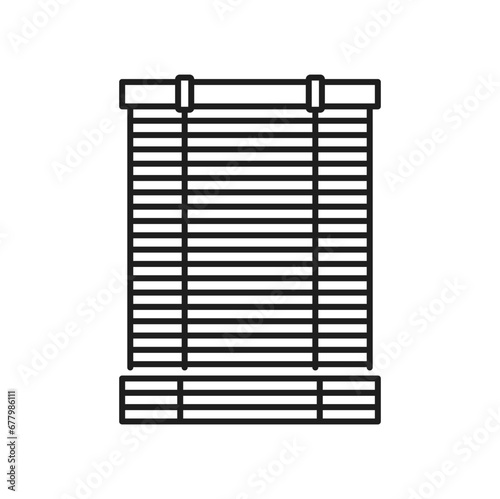 Roller jalousie, horizontal window curtains, sun shade blinds isolated outline icon. Vector sunblind shutter curtains shade, office interior