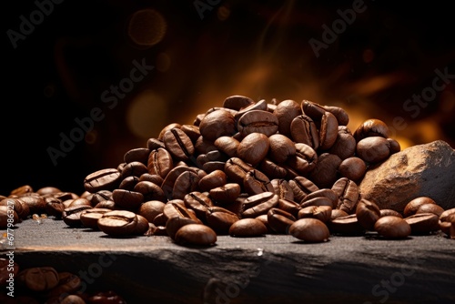 Roasted Coffee Beans on Aesthetic Scenery Background