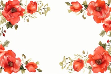 Frame with red flowers ornate border