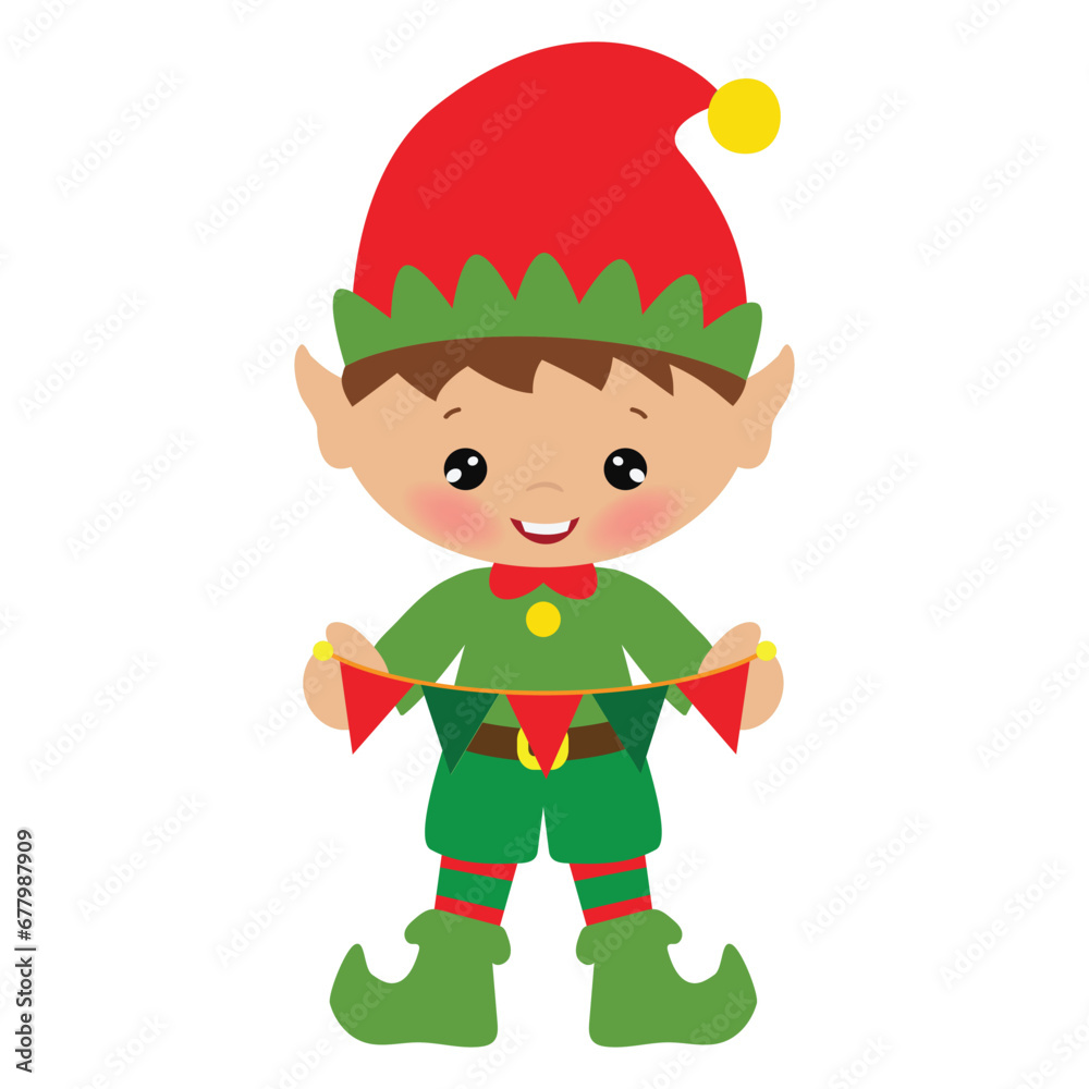 Christmas elf vector cartoon illustration