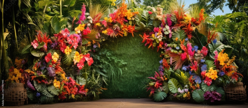 In the midst of a summer landscape the stunning African garden showcased a beautiful array of floral designs with vibrant colors and intricate textures creating a perfect birthday backdrop 