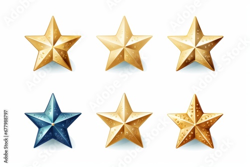 Set of six golden stars isolated