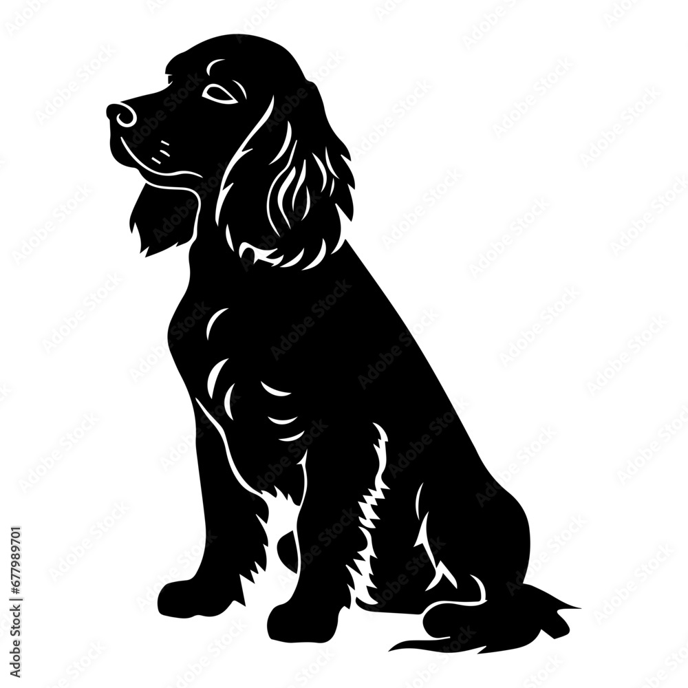 English Cocker Spaniel Dog Vector Silhouette, Generative AI.