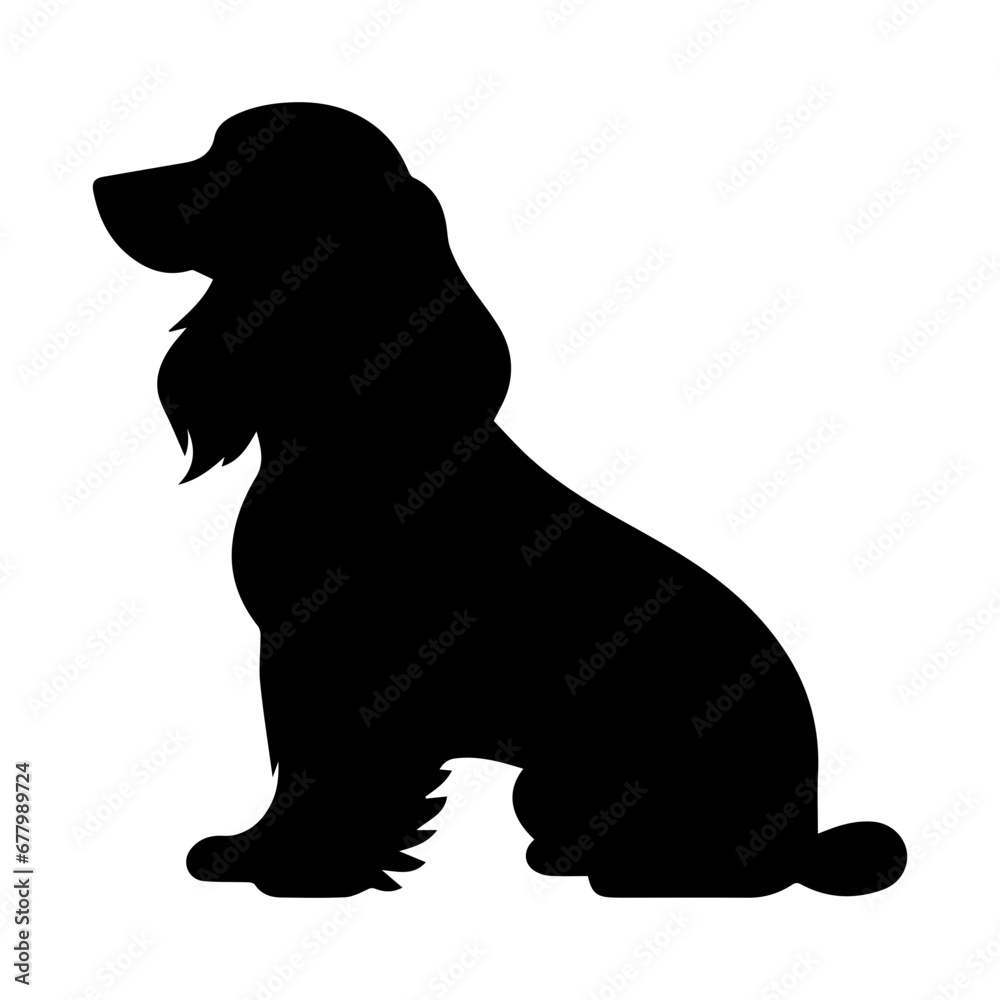 English Cocker Spaniel Dog Vector Silhouette, Generative AI.