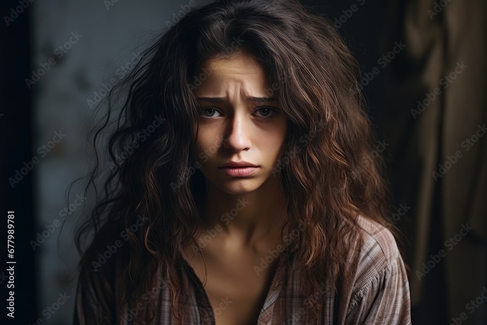 sad depressed girl who has problems. Mental psychological health concept