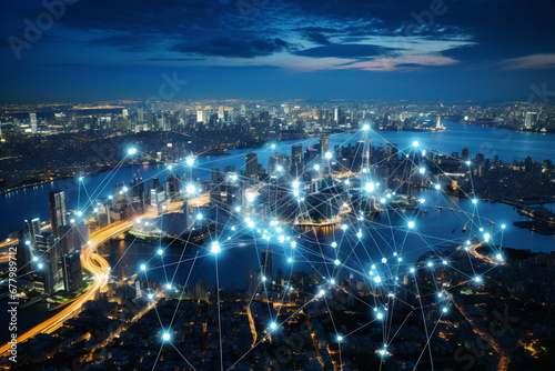 network connectivity as landscape at night