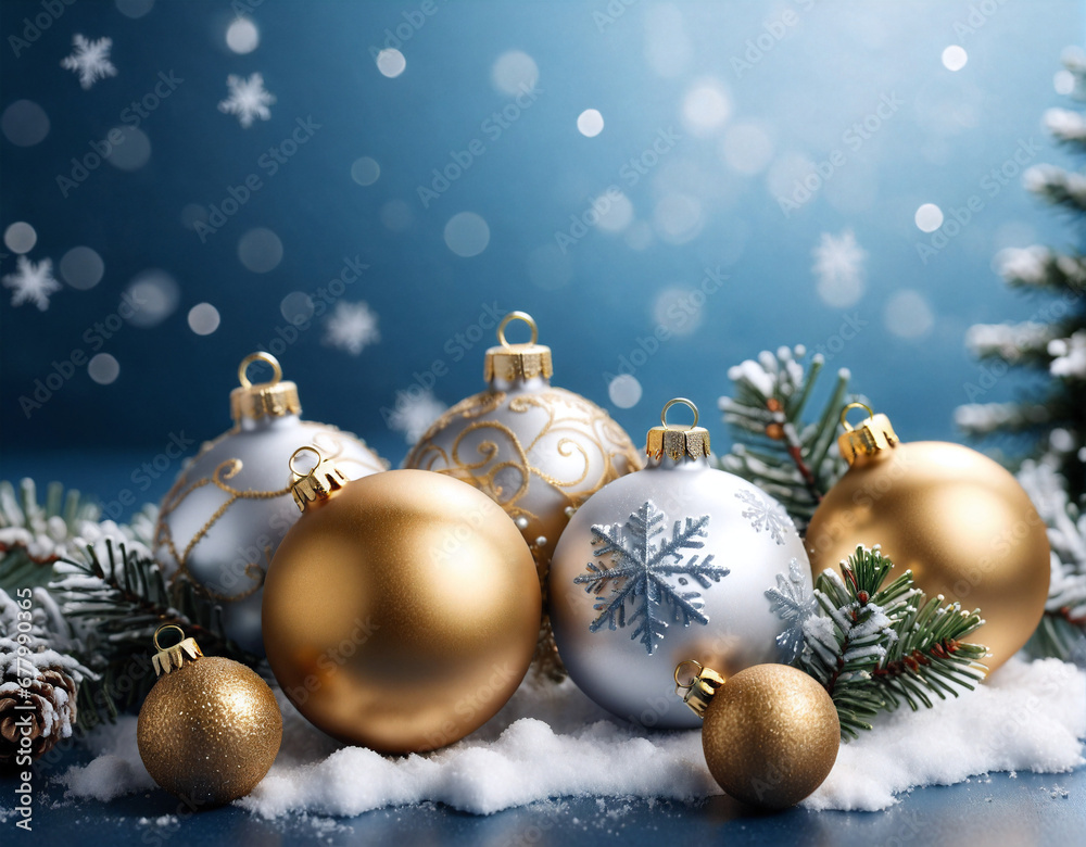 Christmas background for a greeting card, New Year decorations, colorful balls, beautiful holiday background, empty space for text. Generated AI Christmas background for a greeting card, New Year decorations, colorful balls, beautiful holiday background, empty space for text. Generated AI