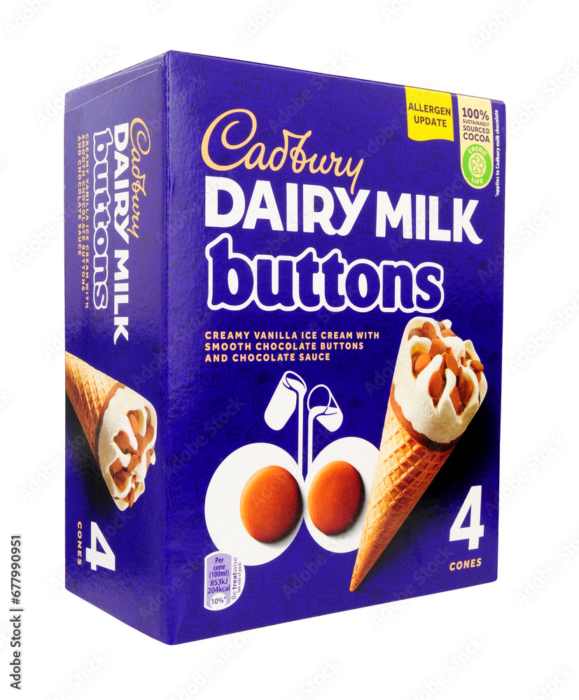 Cadbury dairy milk buttons ice cream biscuit cones with a chocolate sauce topping in a 400ml