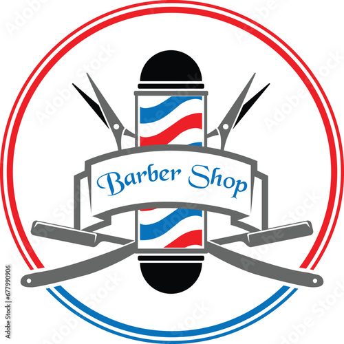 Barbershop vector logo badge