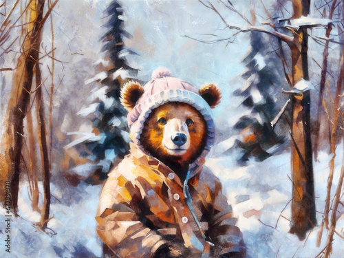 Cute bear in winter clothing © AnnaPa