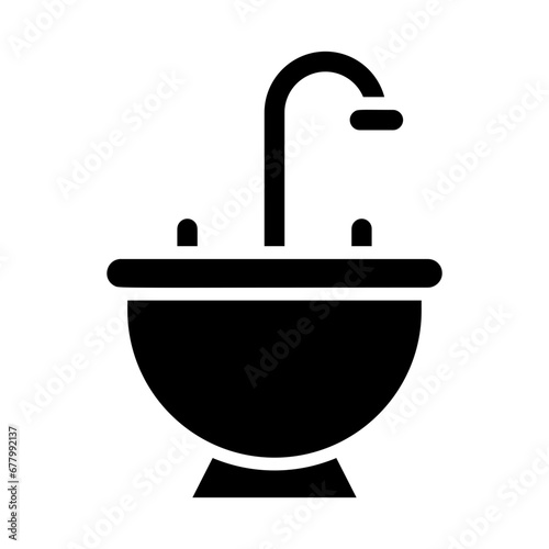 Bowl, sink, receptacle, vessel, washbasin icon and easy to edit.