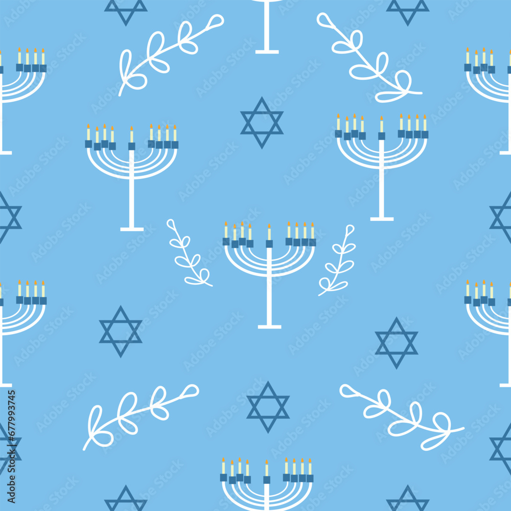 Pattern for design with symbols of Judaism on blue background Pattern for design with symbols of Judaism on blue background