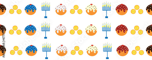 Pattern for design with symbols of Hanukkah on white background