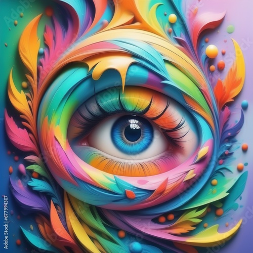 abstract background with colourful fractal elements eye of the colours