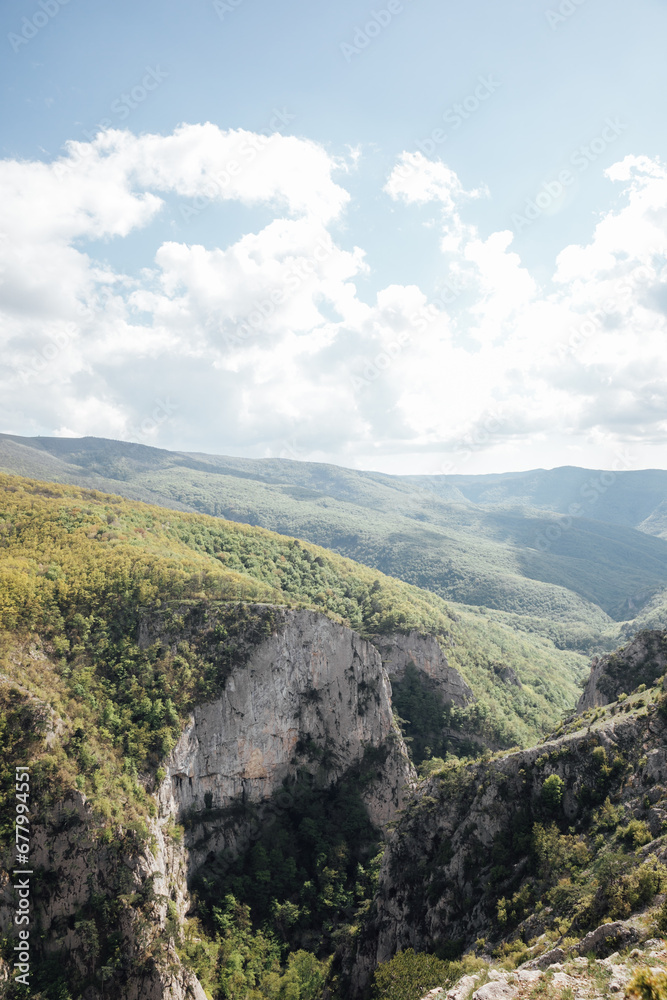 Beautiful natural landscape, mountains, forest and sky