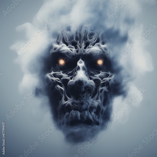 scary skull in fog3 d rendering of a skull on a dark background