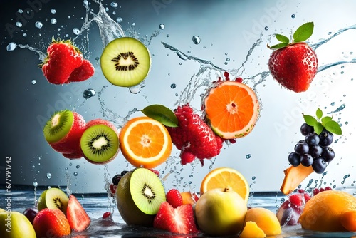 fruit in water splash