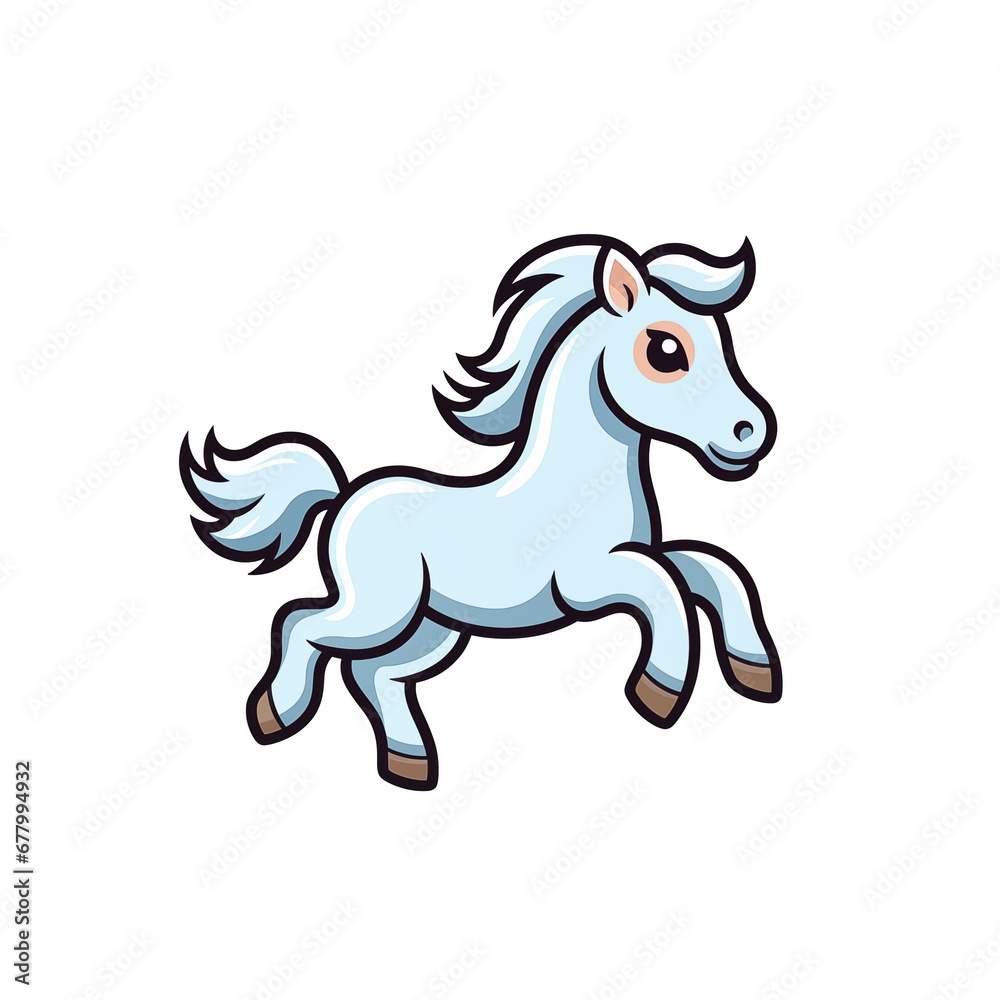 running horse isolated on white background