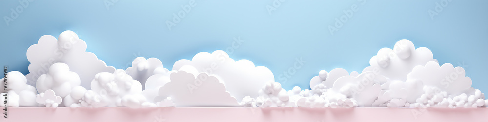 clouds paper sculpture on a white background narrow long panoramic. clouds paper sculpture on a white background narrow long panoramic.