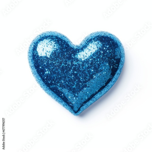 Blue glitter heart isolated