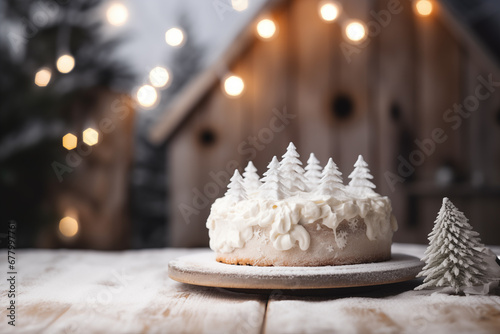white winter snow cake  photo