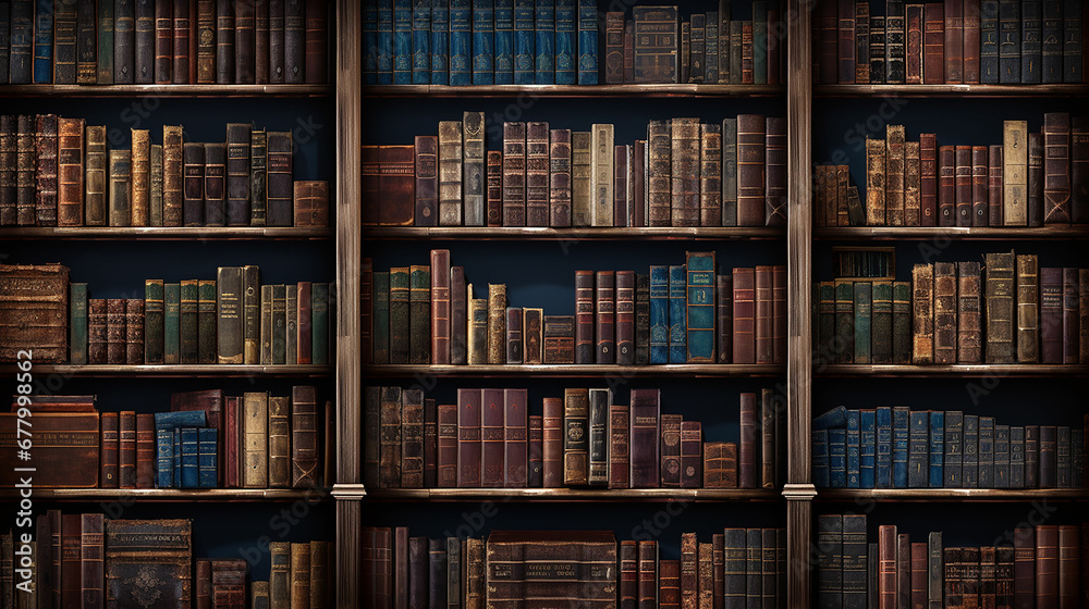 bookshelf background Many old books in a book shop or library. Made with generative ai bookshelf background Many old books in a book shop or library. Made with generative ai